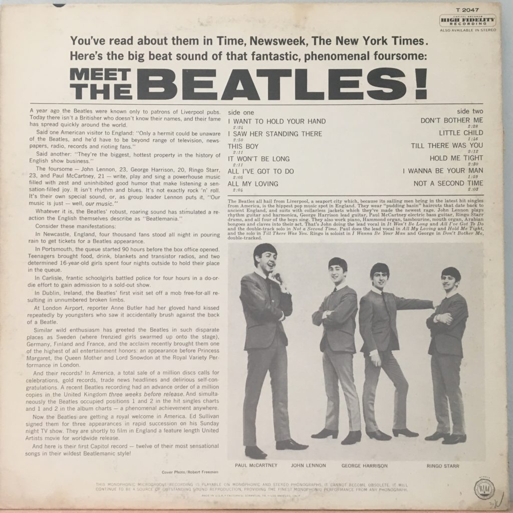 Meet The Beatles back cover