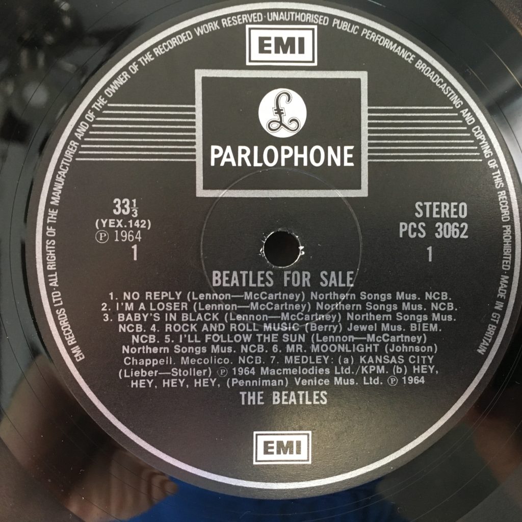 Beatles For Sale label