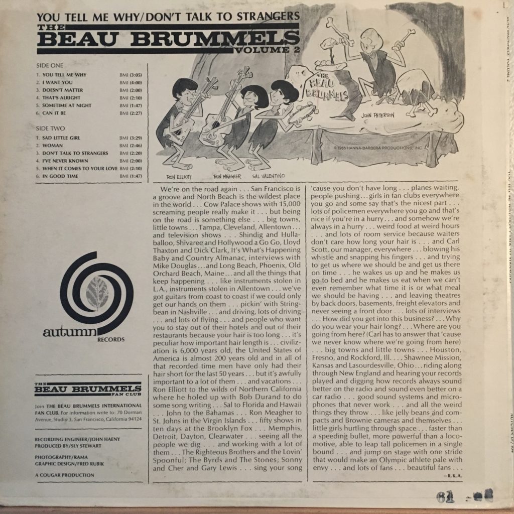 Beau Brummels Volume 2 back cover