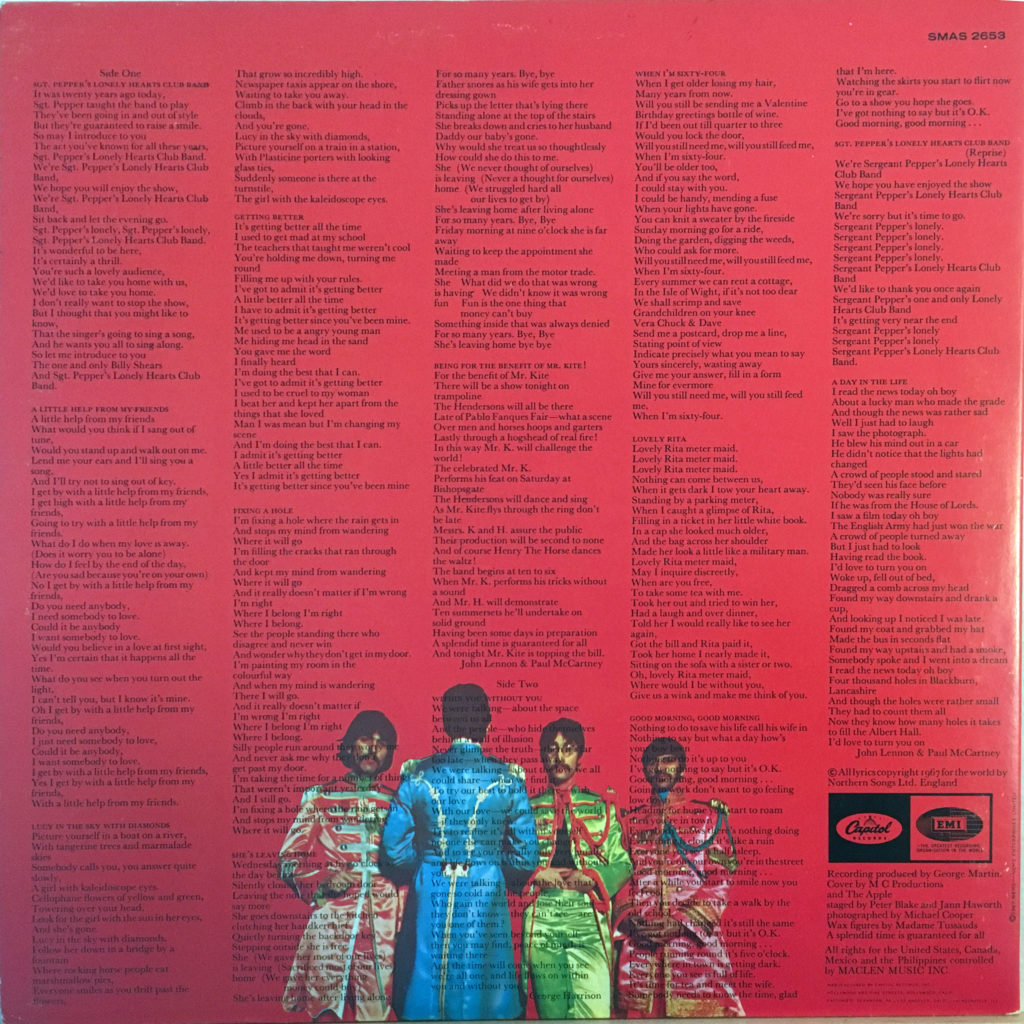 Sgt Peppers back cover