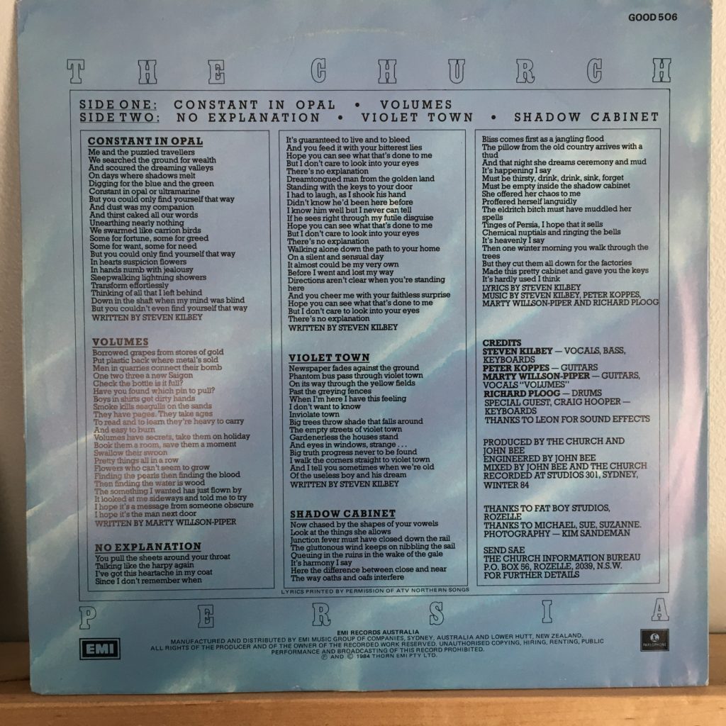 Persia back cover with lyrics