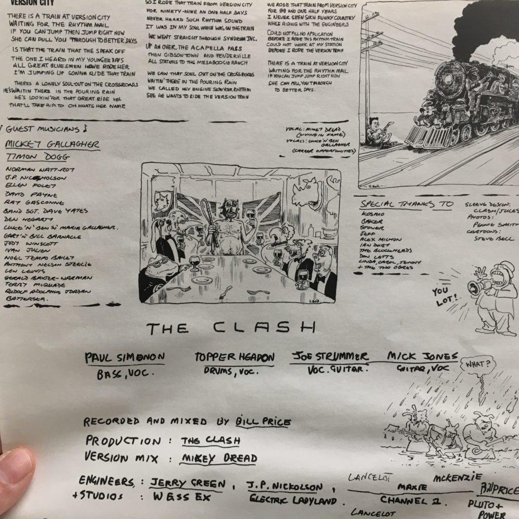 Part of the giant folded lyric sheet in Sandinista