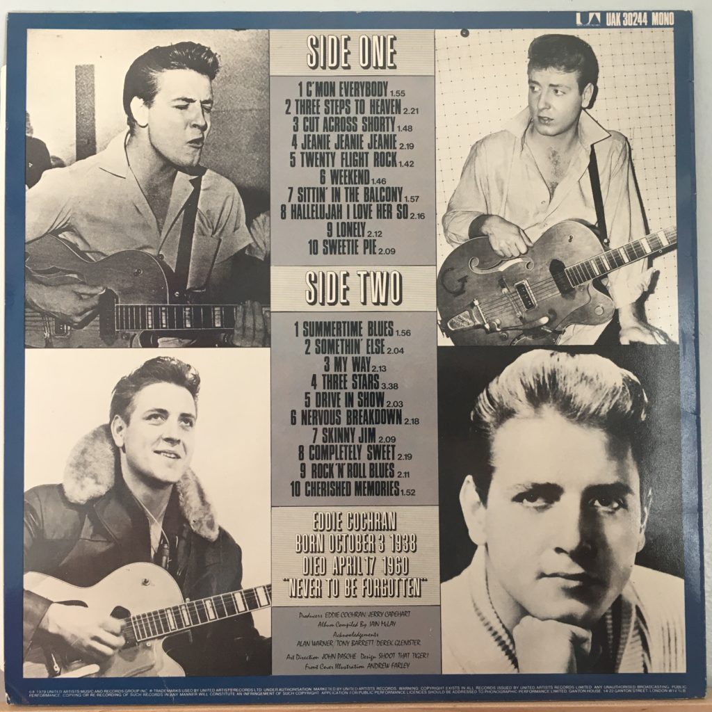 The Eddie Cochran Singles Album back cover