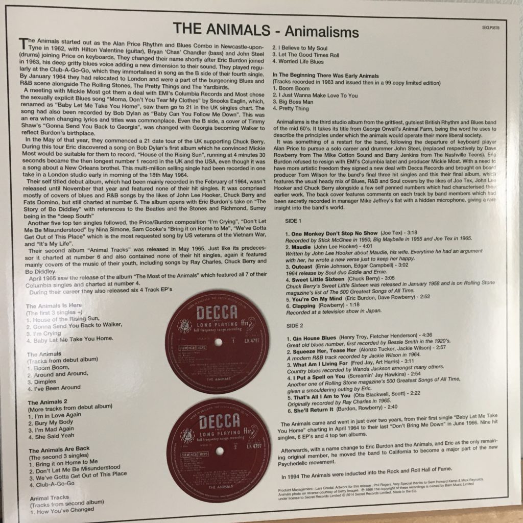 Animalisms liner notes