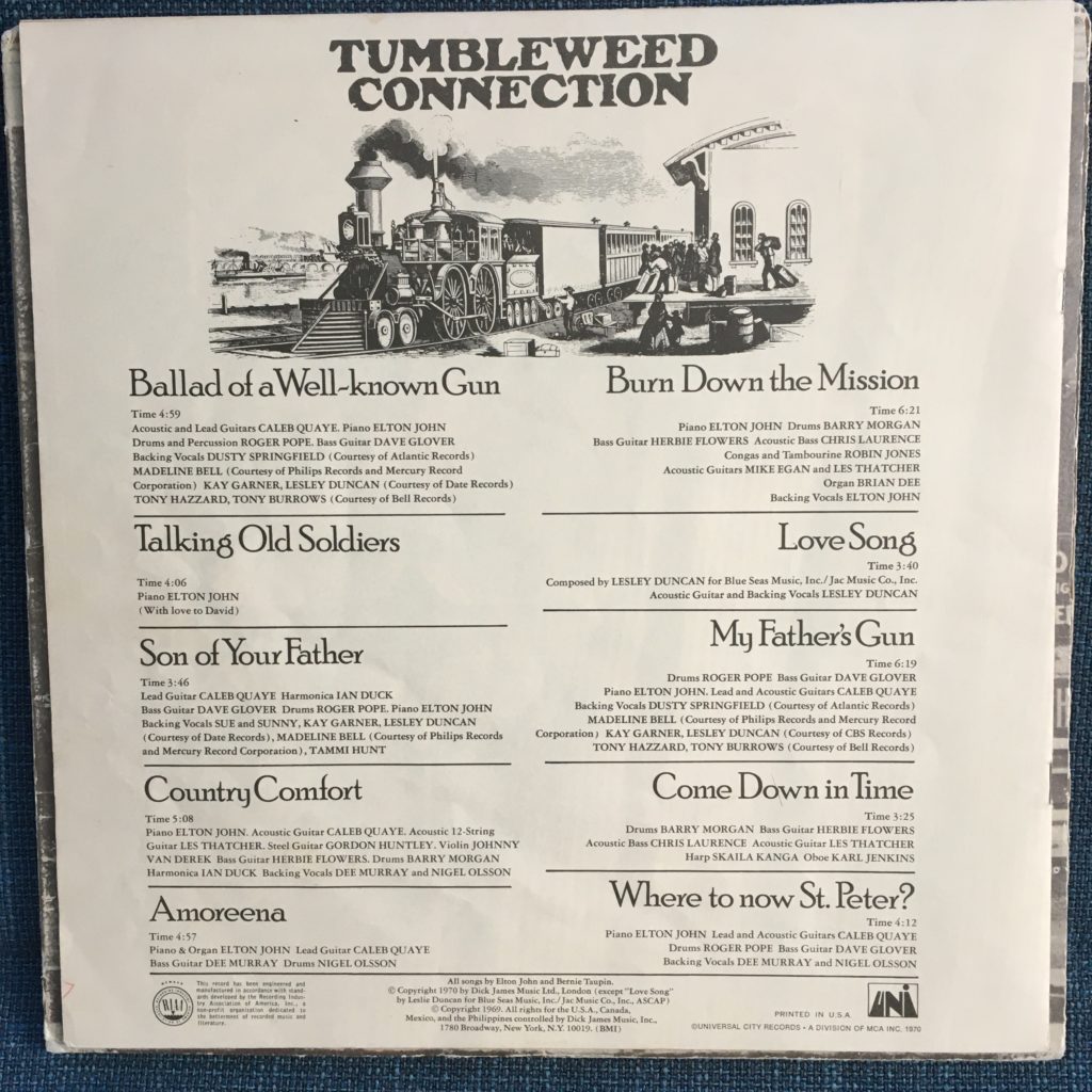 Tumbleweed Connection lyrics booklet