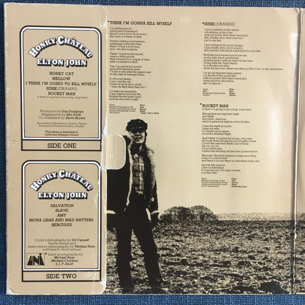 Honky Chateau lyric gatefold left