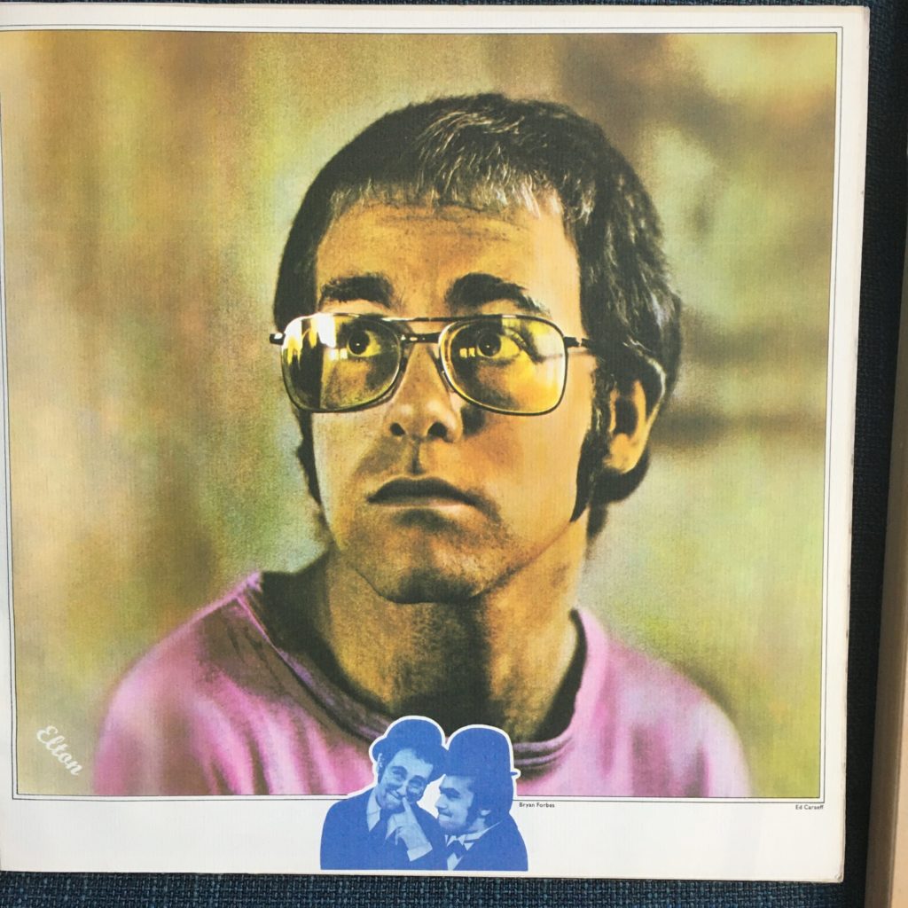 Portrait of Elton inside Don't Shoot Me booklet