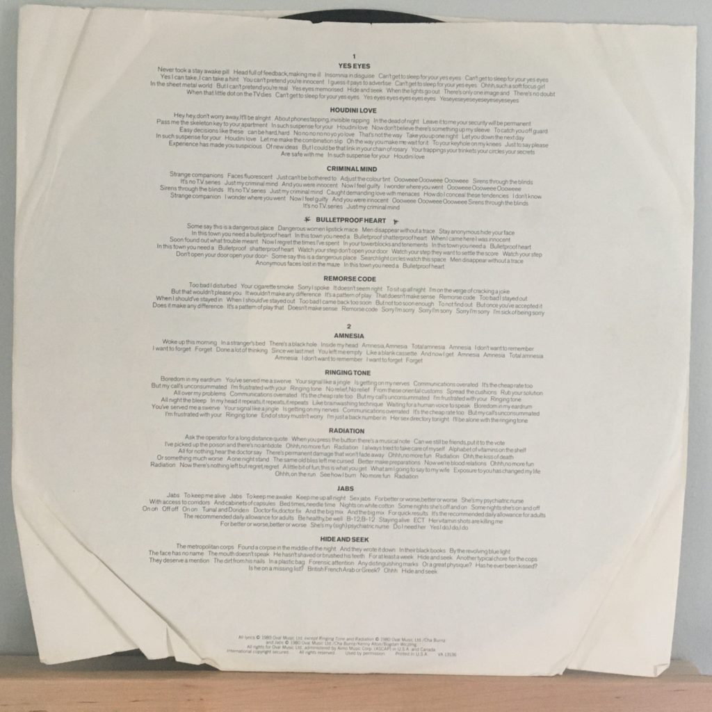 Distinguishing Marks lyrics sleeve