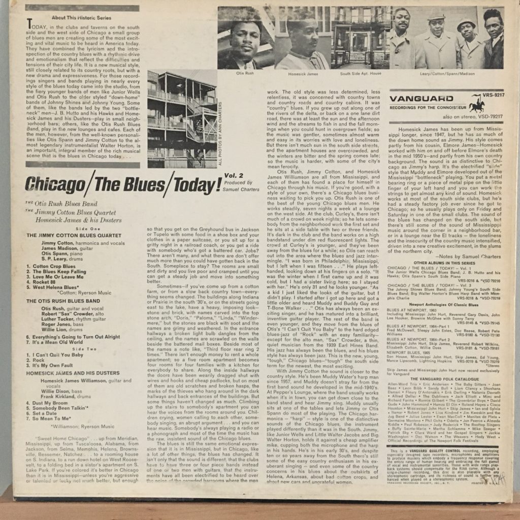 Chicago / The Blues / Today! Vol. 2 back cover