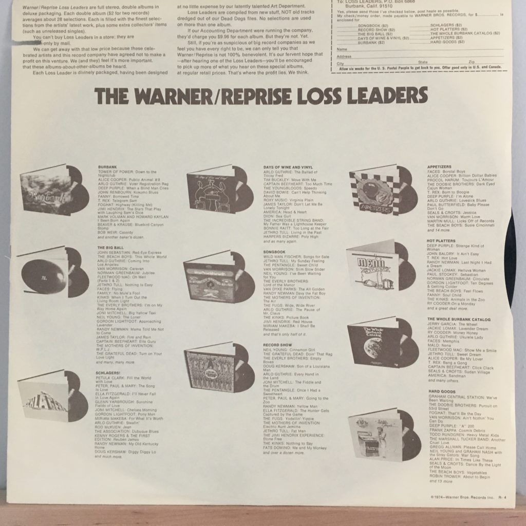 Another Warner/Reprise Loss Leaders promo sleeve