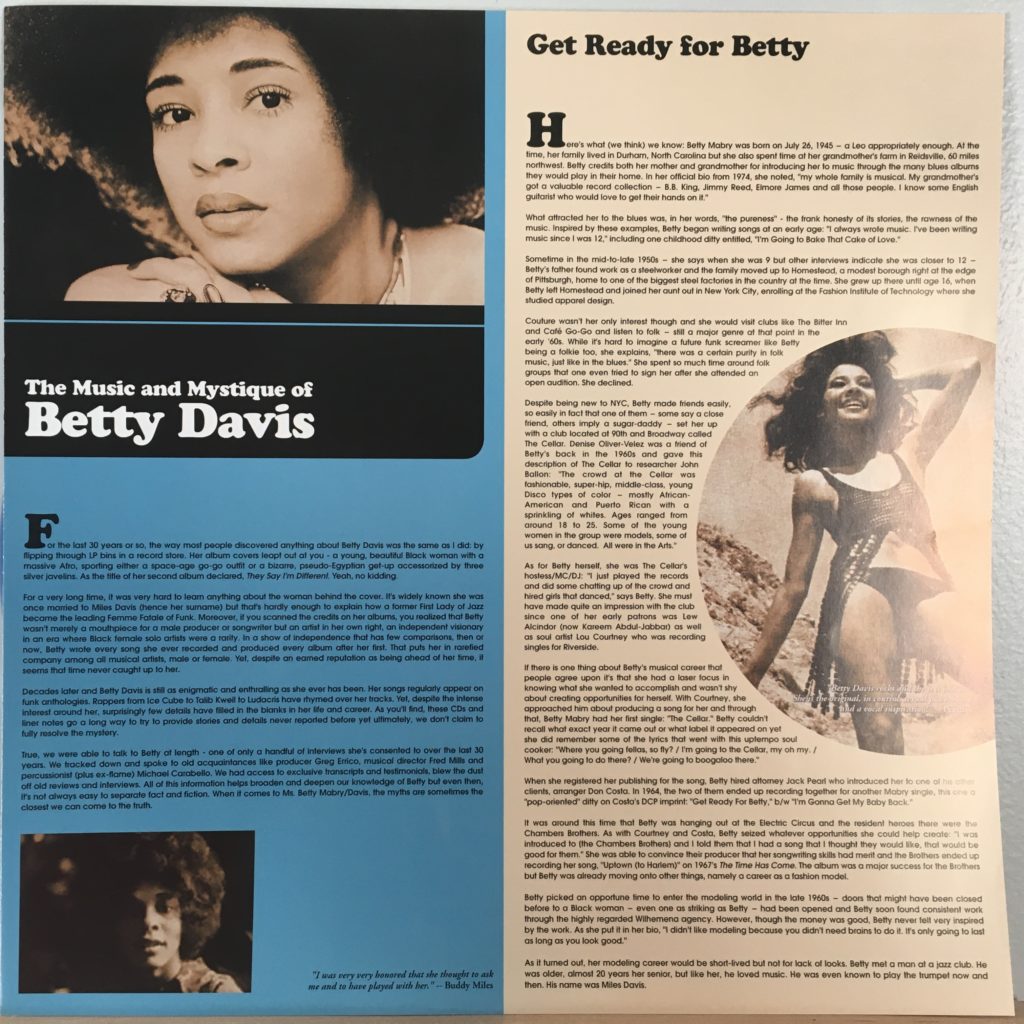 Betty Davis liner notes insert
