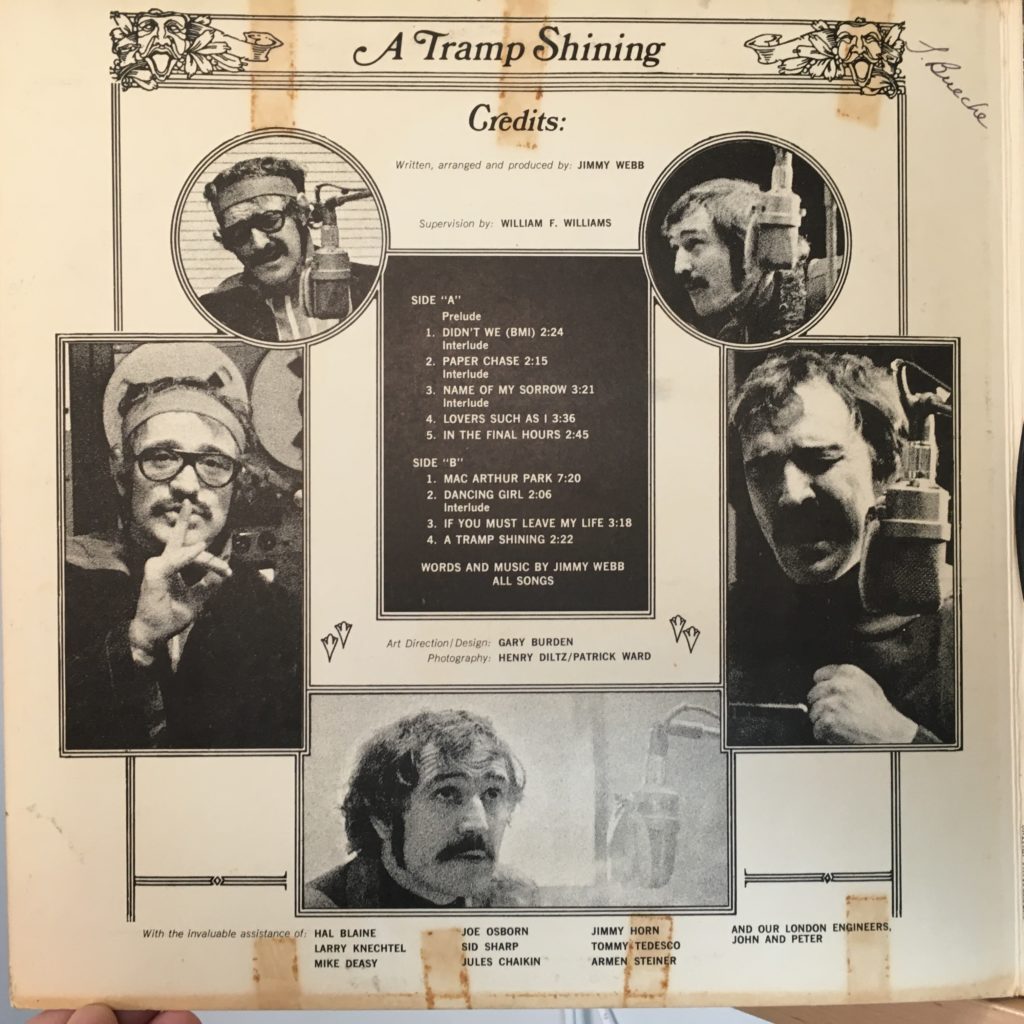 A Tramp Shining credits on the gatefold