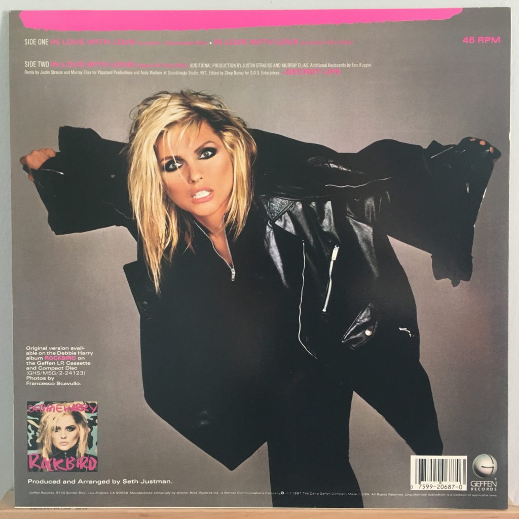 In Love With Love 12" single back cover