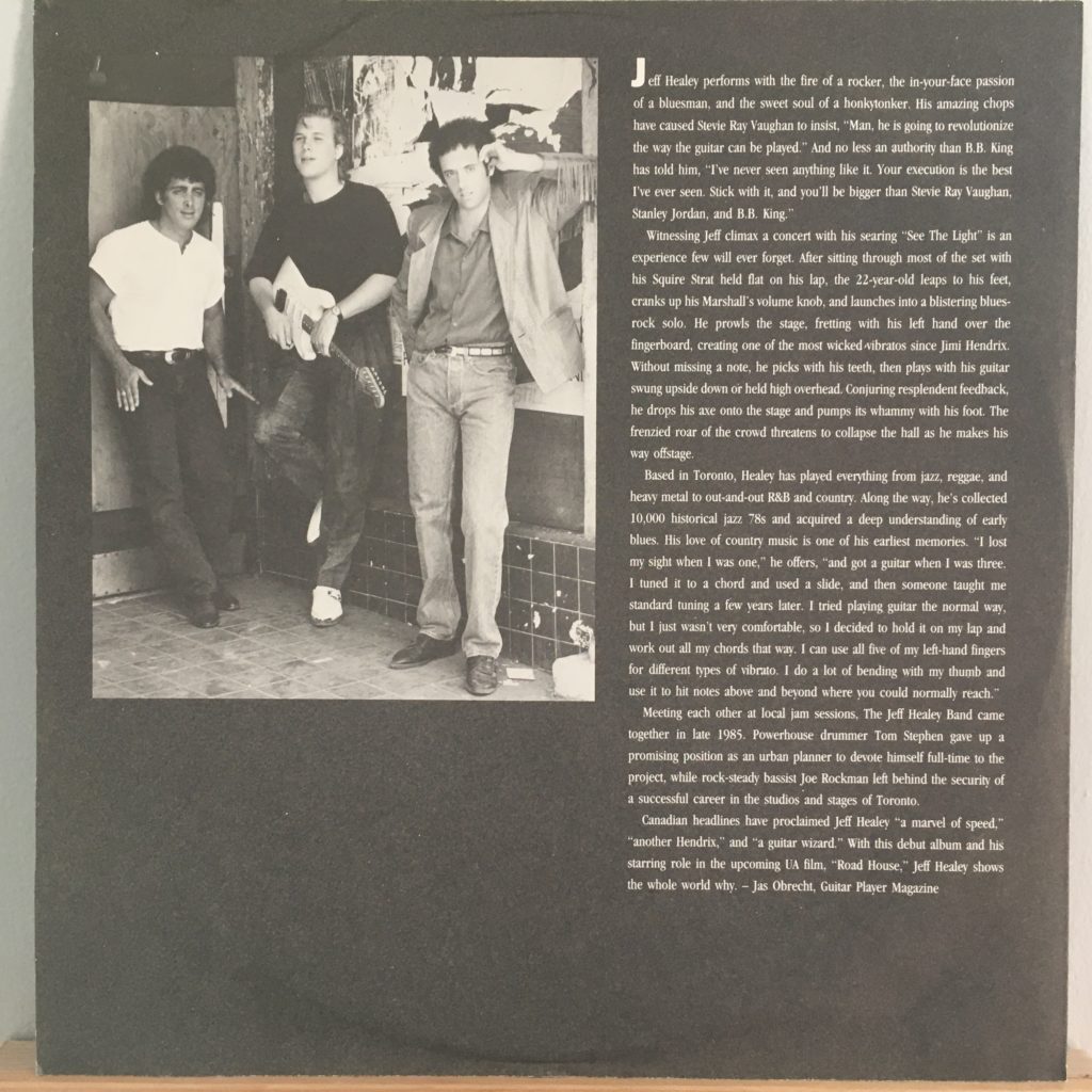 Jeff Healey band liner notes sleeve