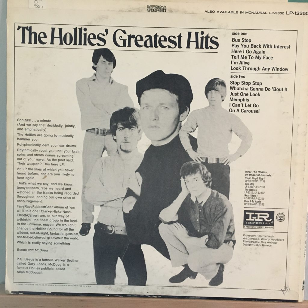 The Hollies' Greatest Hits 1 back cover
