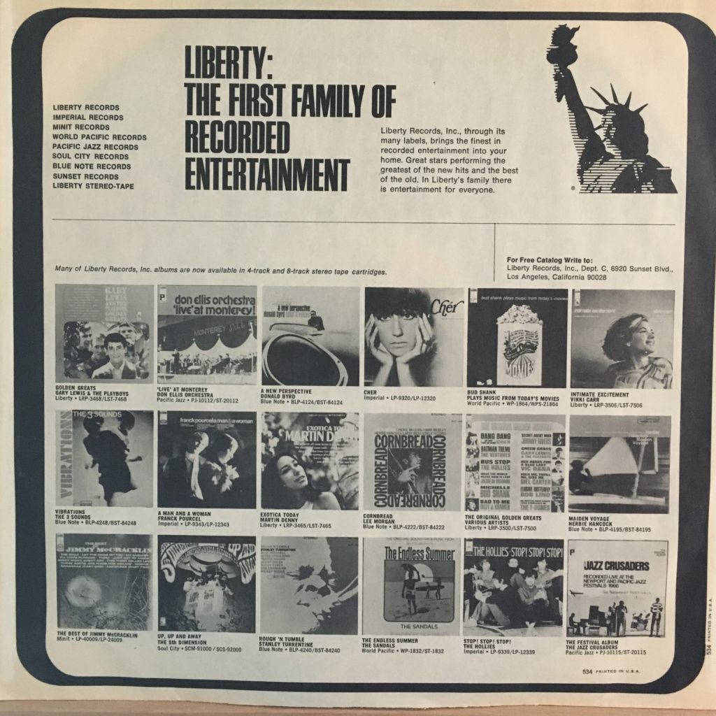 Hollies Great Hits Liberty promo sleeve