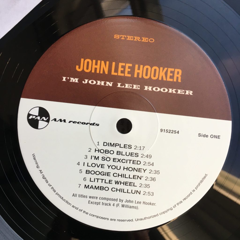 John Lee Hooker Pan Am Records label