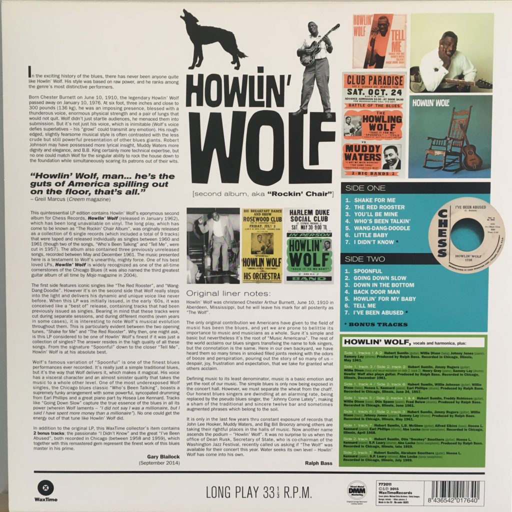 Howlin' Wolf reissue back cover