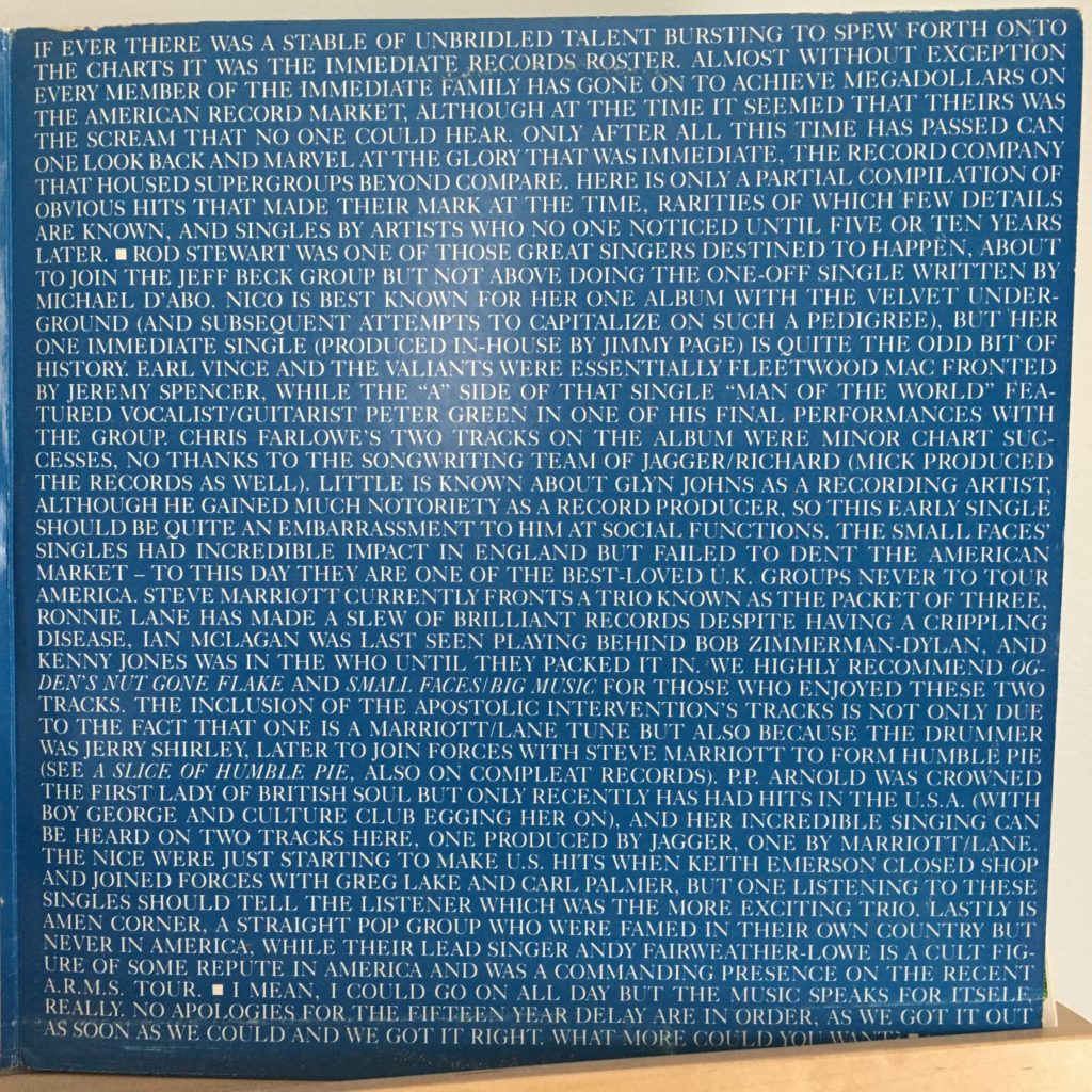 Immediate Singles gatefold right