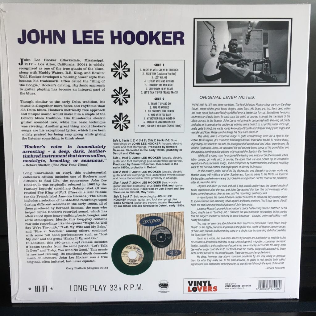 John Lee Hooker – John Lee Hooker back cover