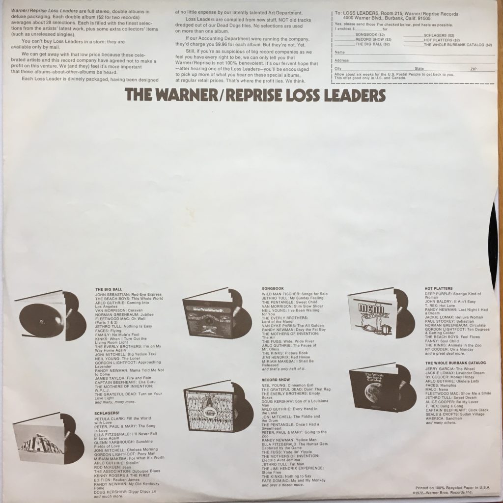 Warner/Reprise sleeve, indicating a likely '70s reissue