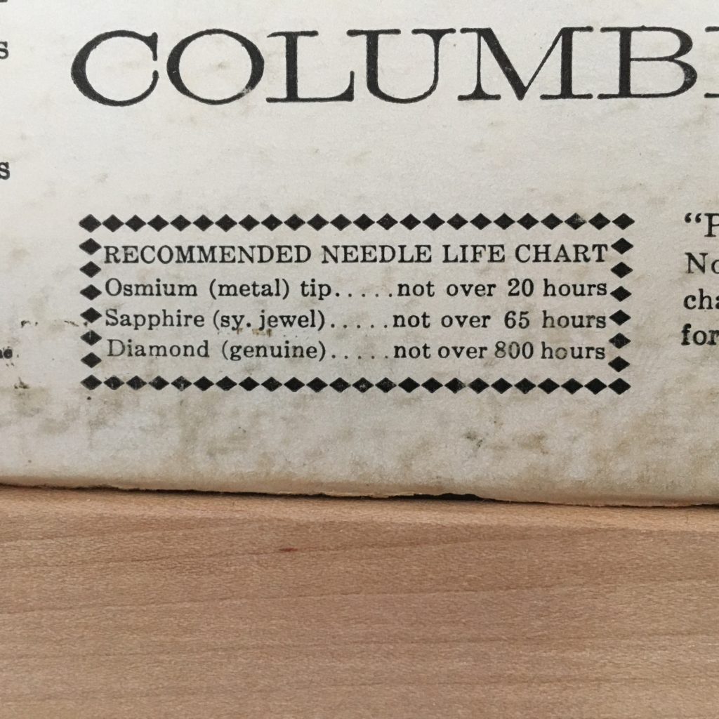 Columbia recommended needle life chart