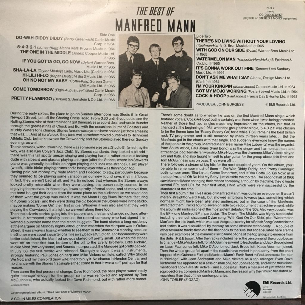 The Best of Manfred Mann back cover