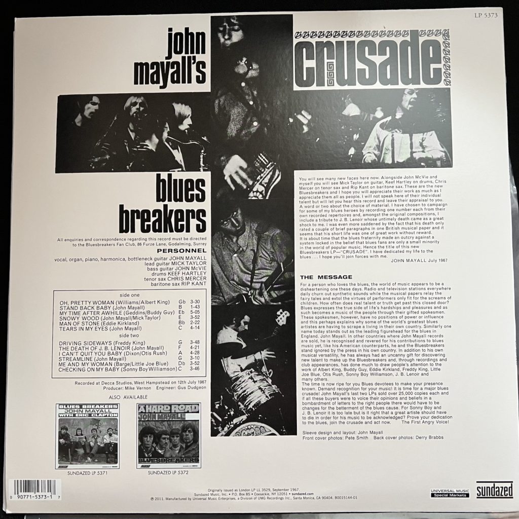 John Mayall's Blues Breakers Crusade back cover
