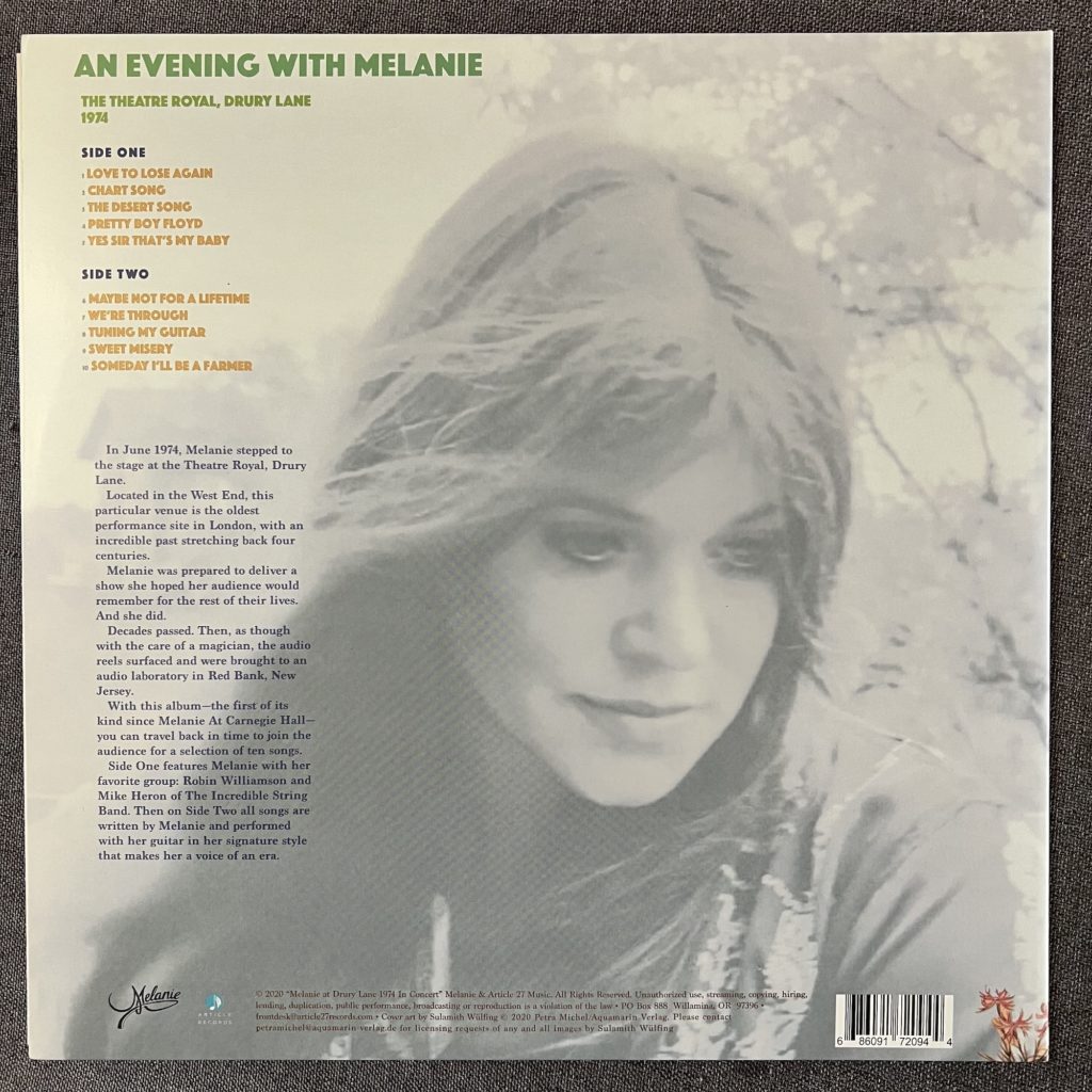 Melanie — Live At Drury Lane – Vinyl Distractions