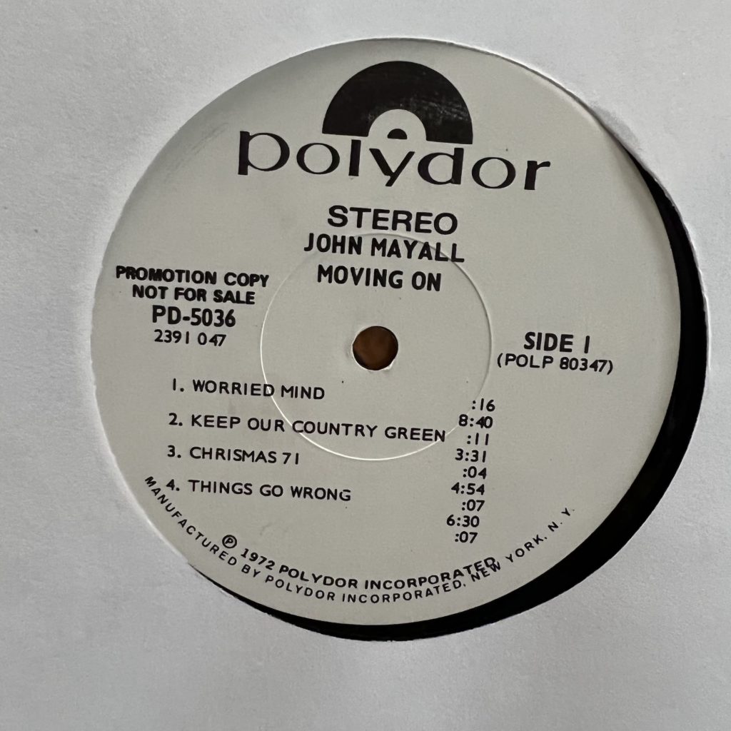 Mayall Moving On label – Promo copy, including intro timing!