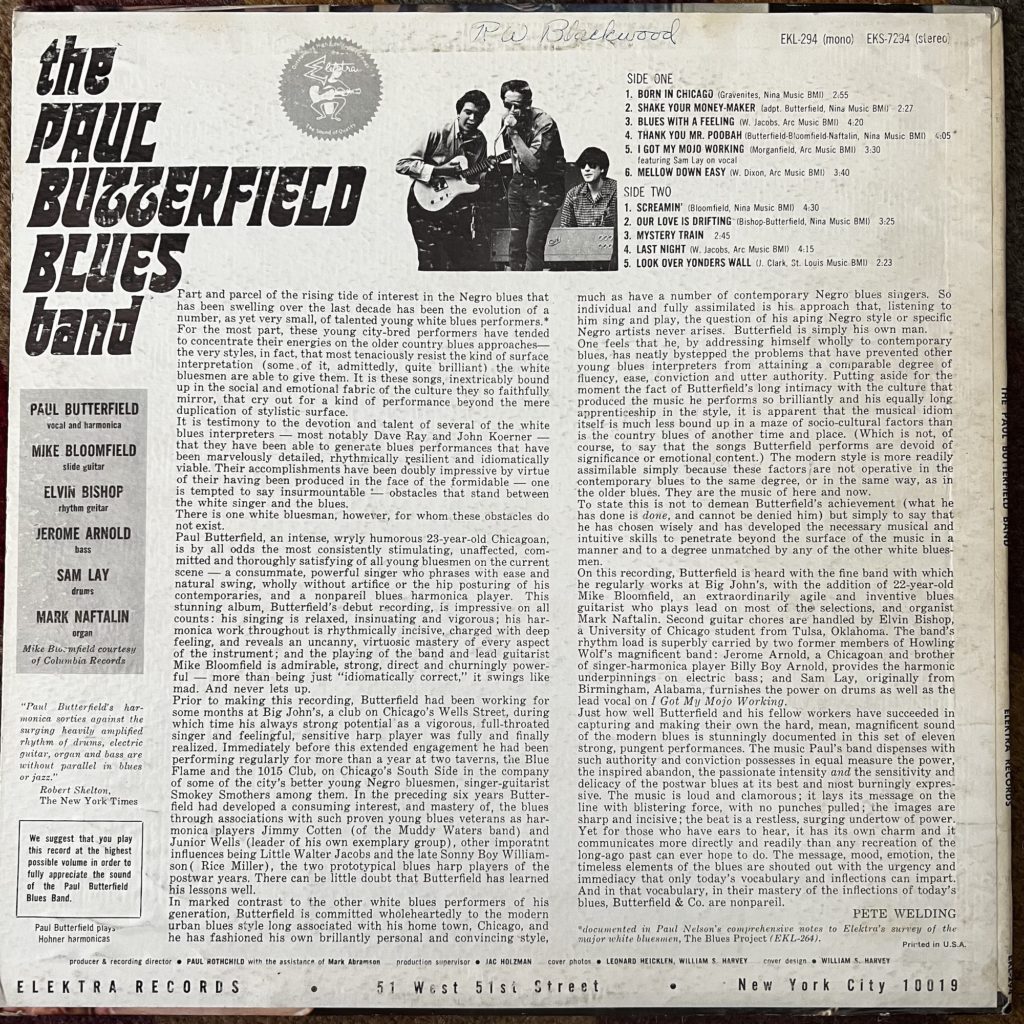 The Paul Butterfield Blues Band back cover