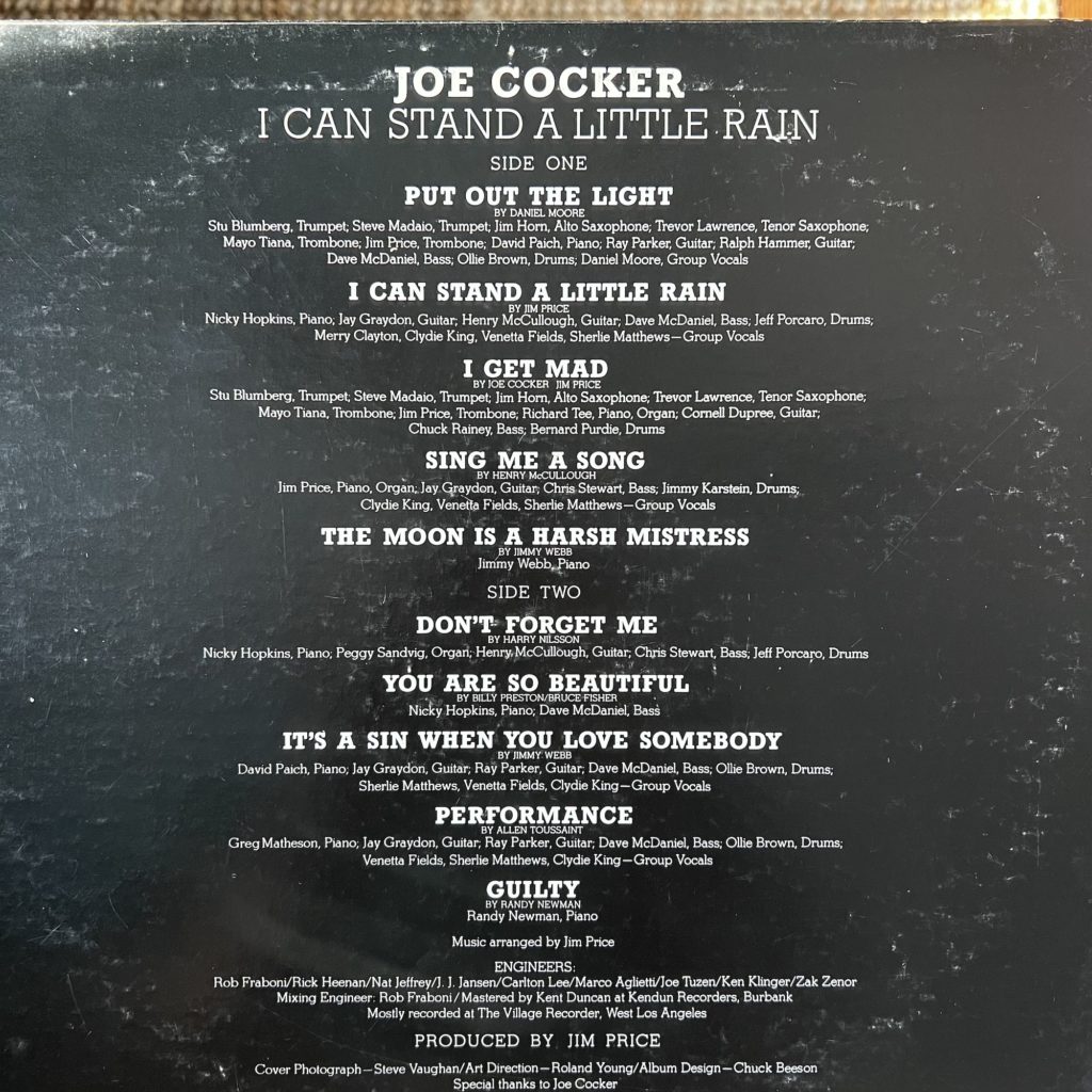 I Can Stand A Little Rain back cover