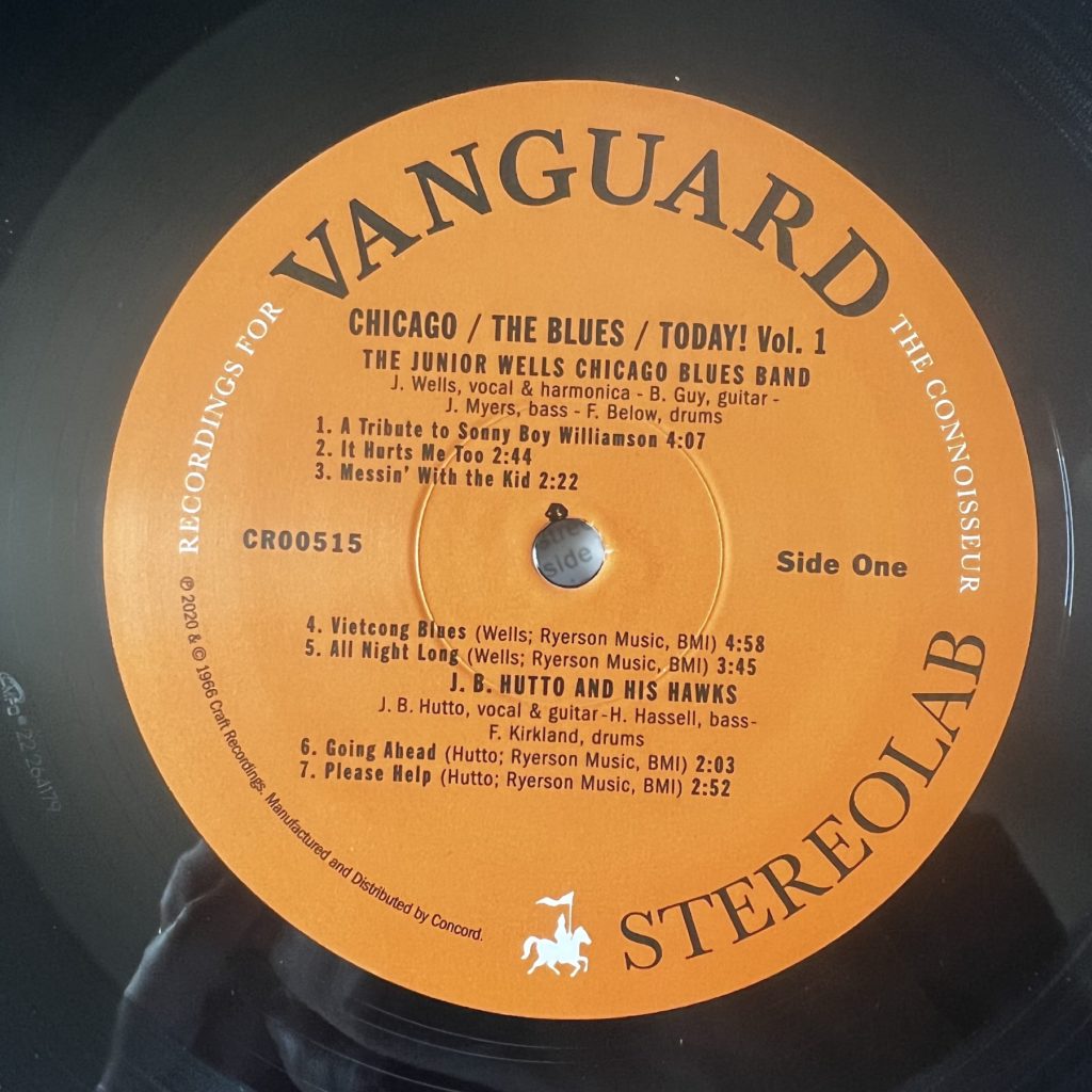 Vanguard label for Chicago / The Blues / Today! Vol. 1