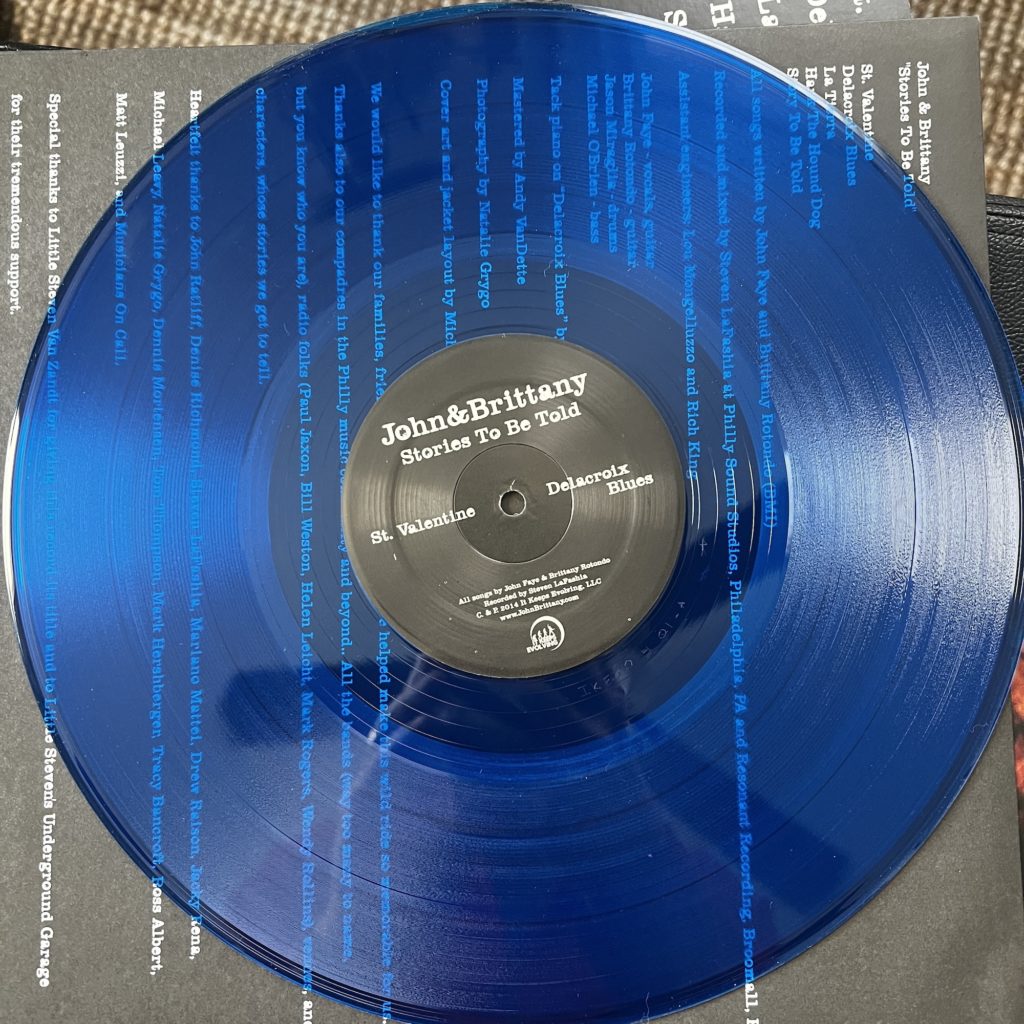 John & Brittany label and blue colored vinyl