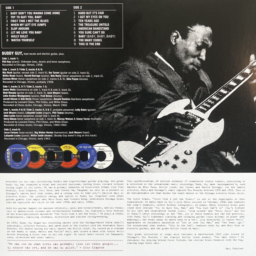 Back cover of "First Time I Met The Blues"