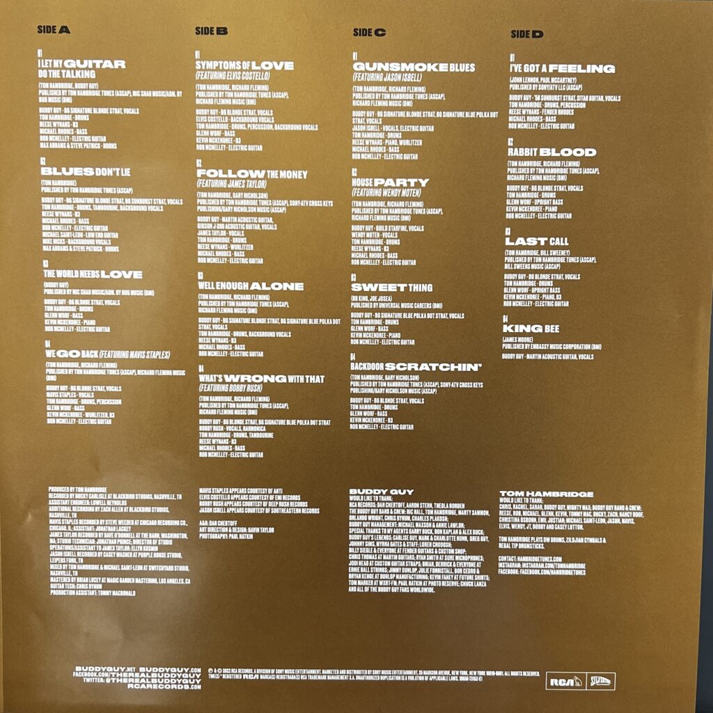 Credits sleeve for The Blues Don't Lie