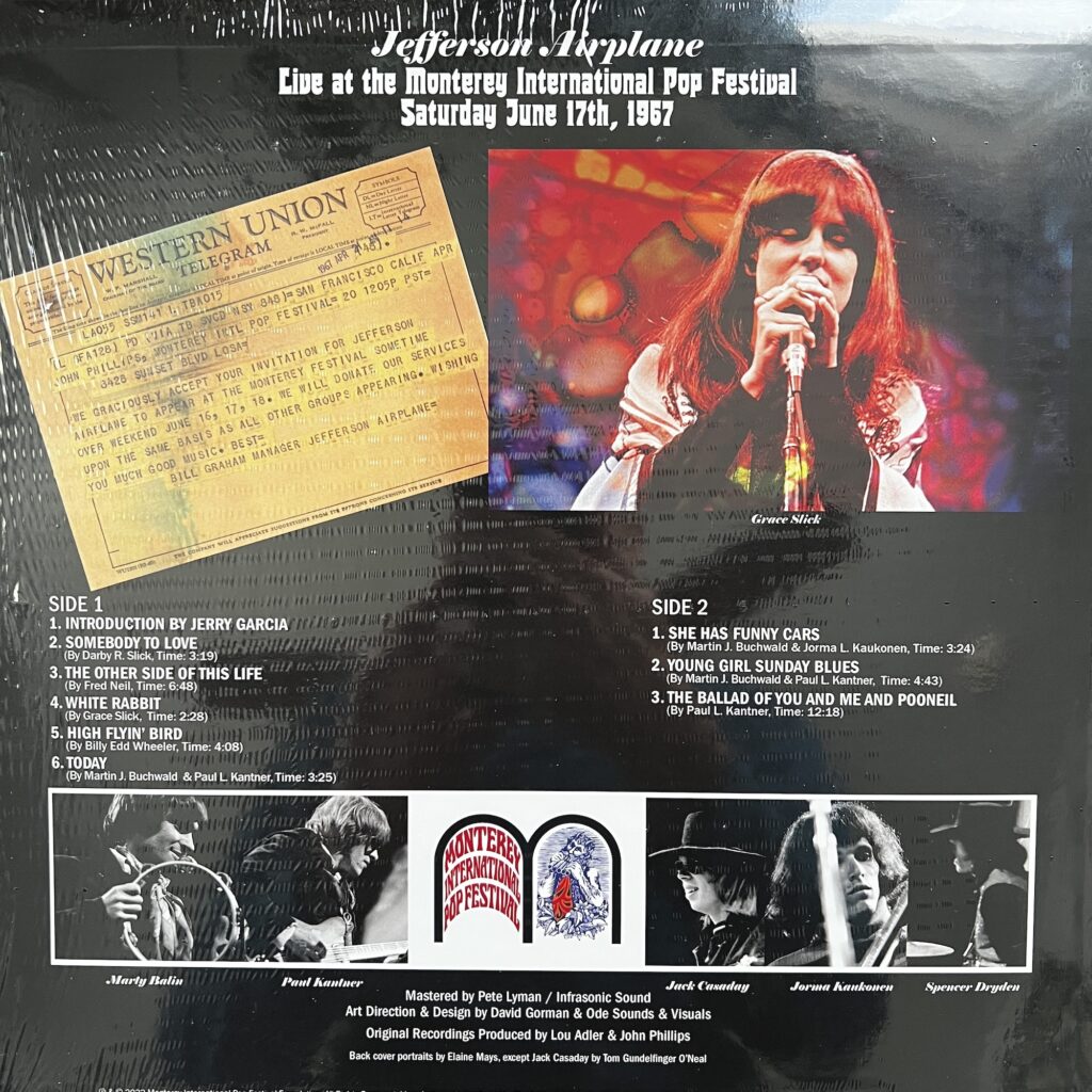 Jefferson Airplane Live at Monterey back cover