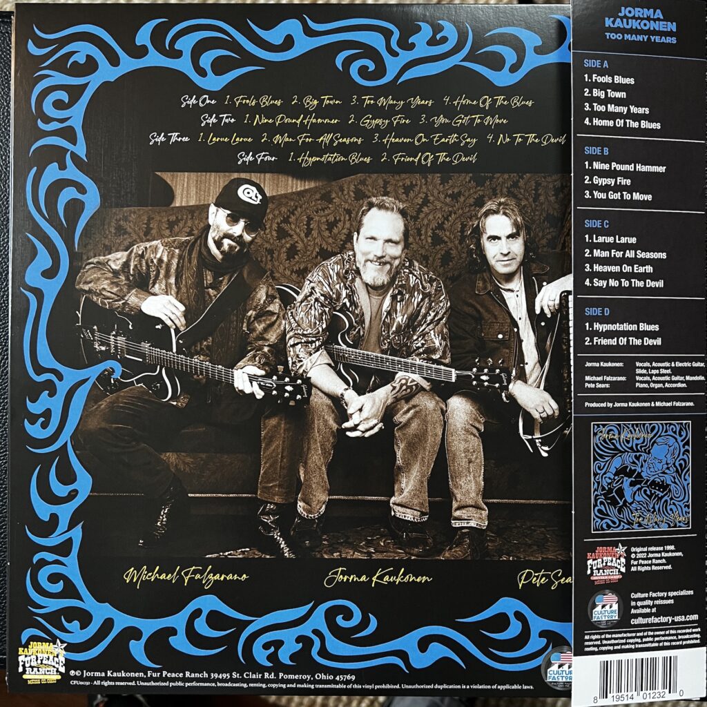 Too Many Years – back cover