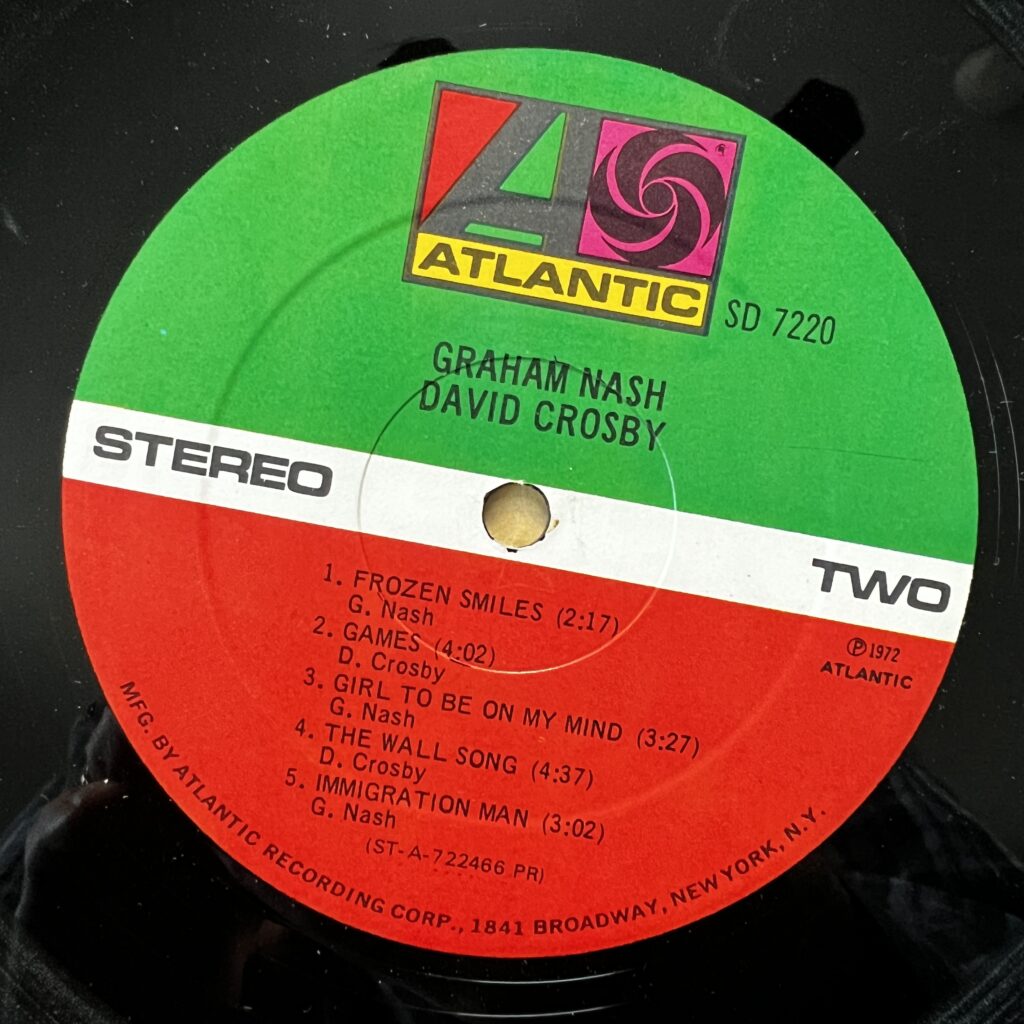 Graham Nash/David Crosby Atlantic label
