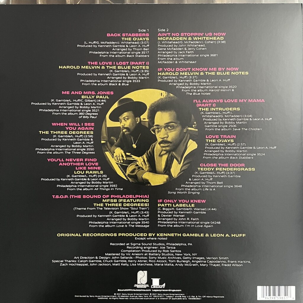 Best of Philadelphia International Records back cover