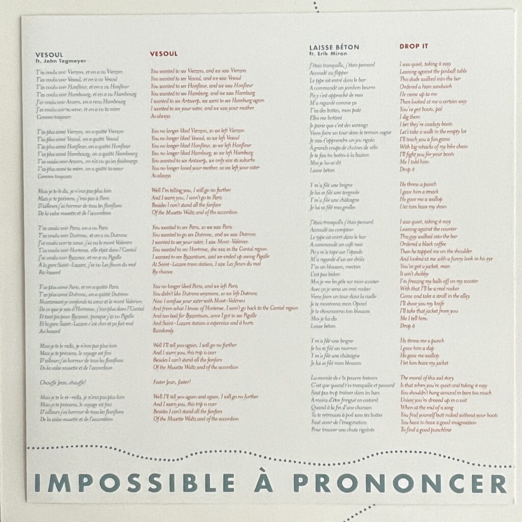 Impossible a Prononcer lyric folder