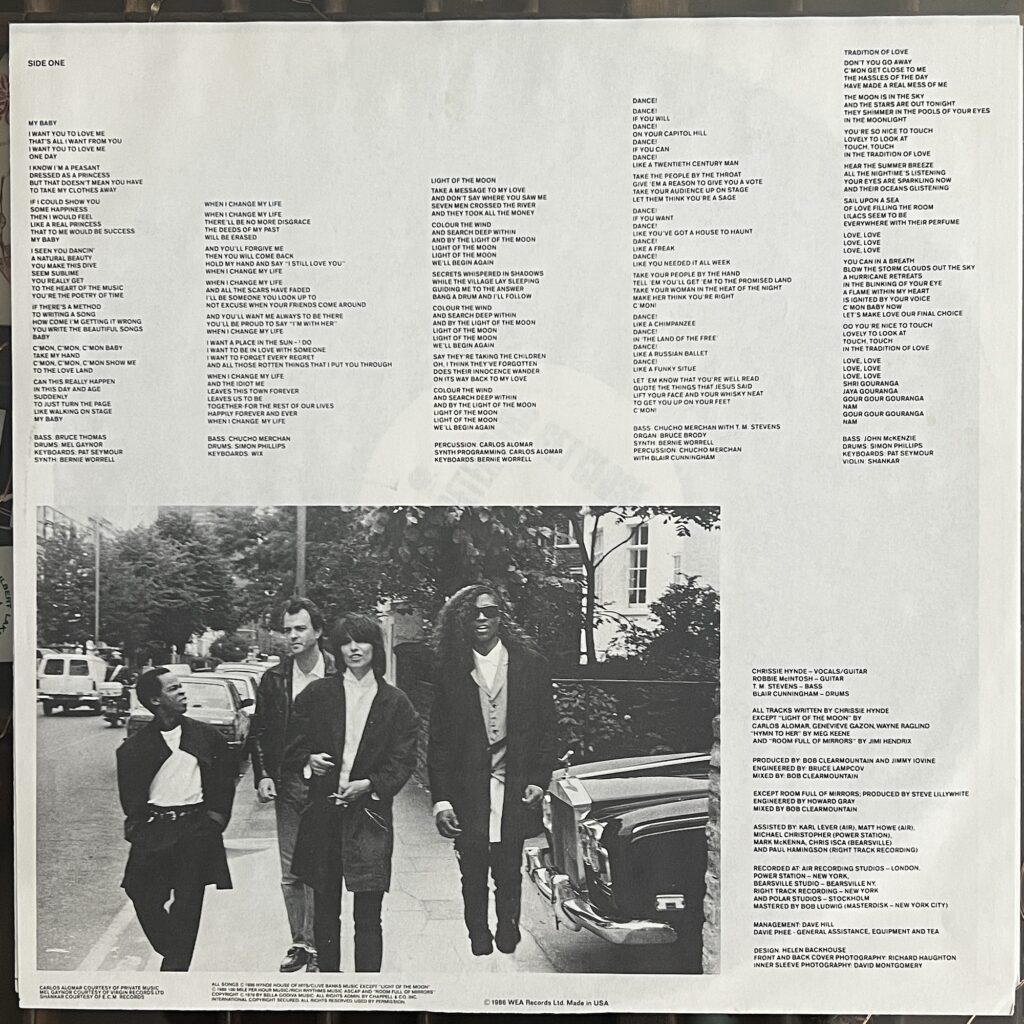 Pretenders Get Close lyric sleeve