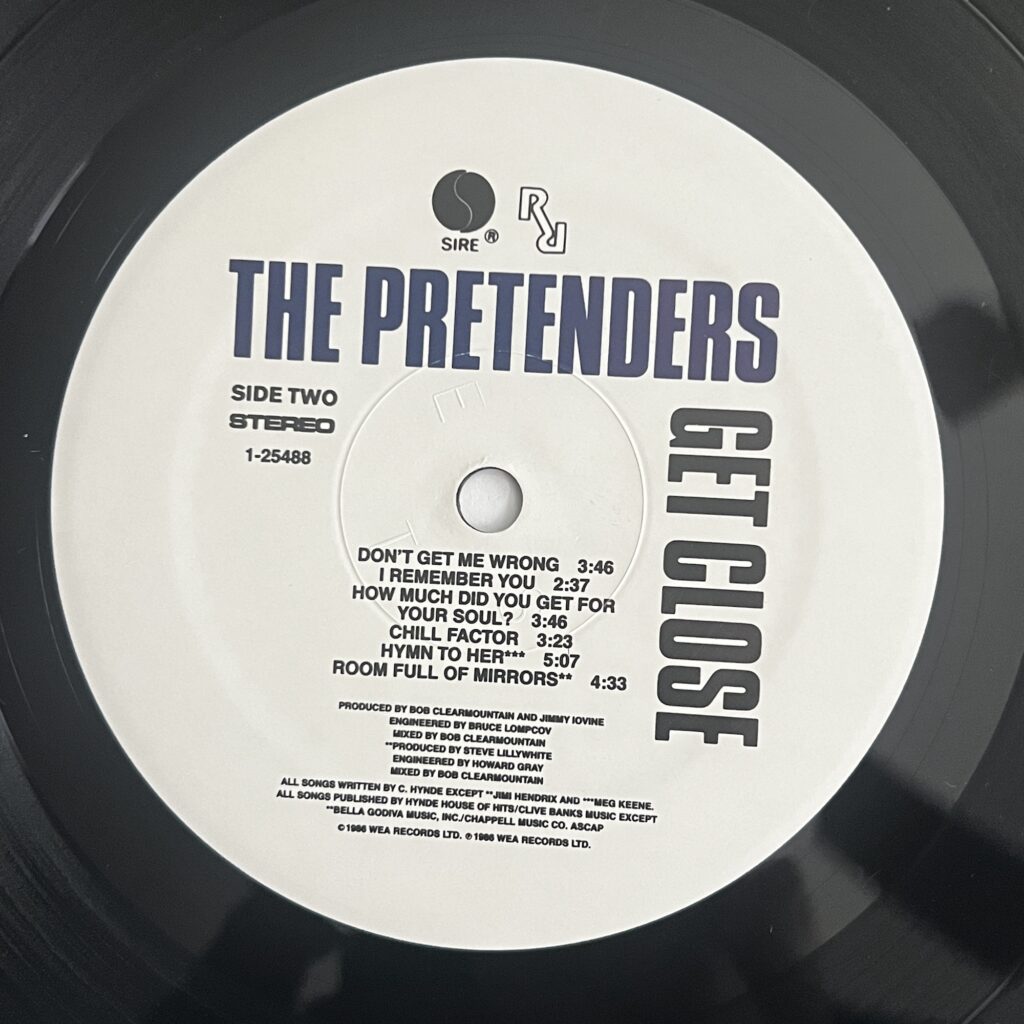 Pretenders Get Close label