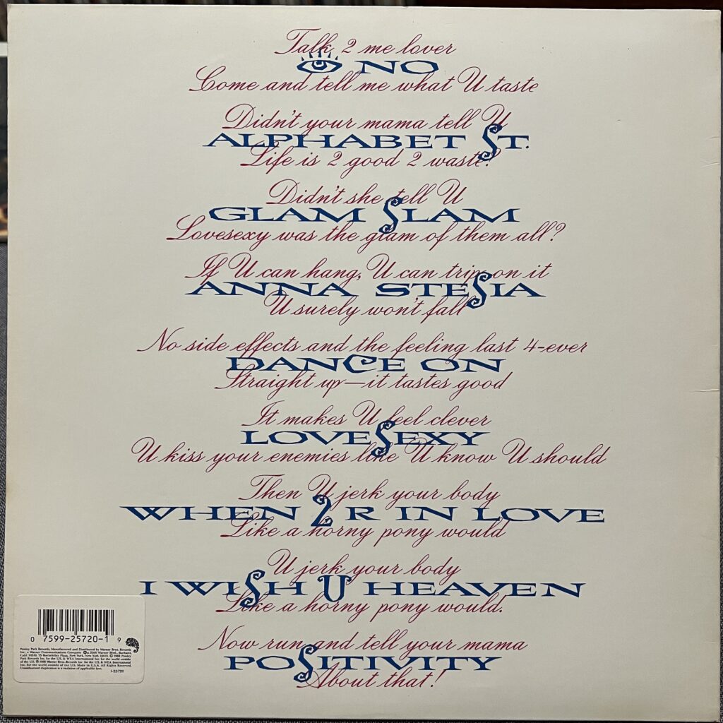 Lovesexy back cover