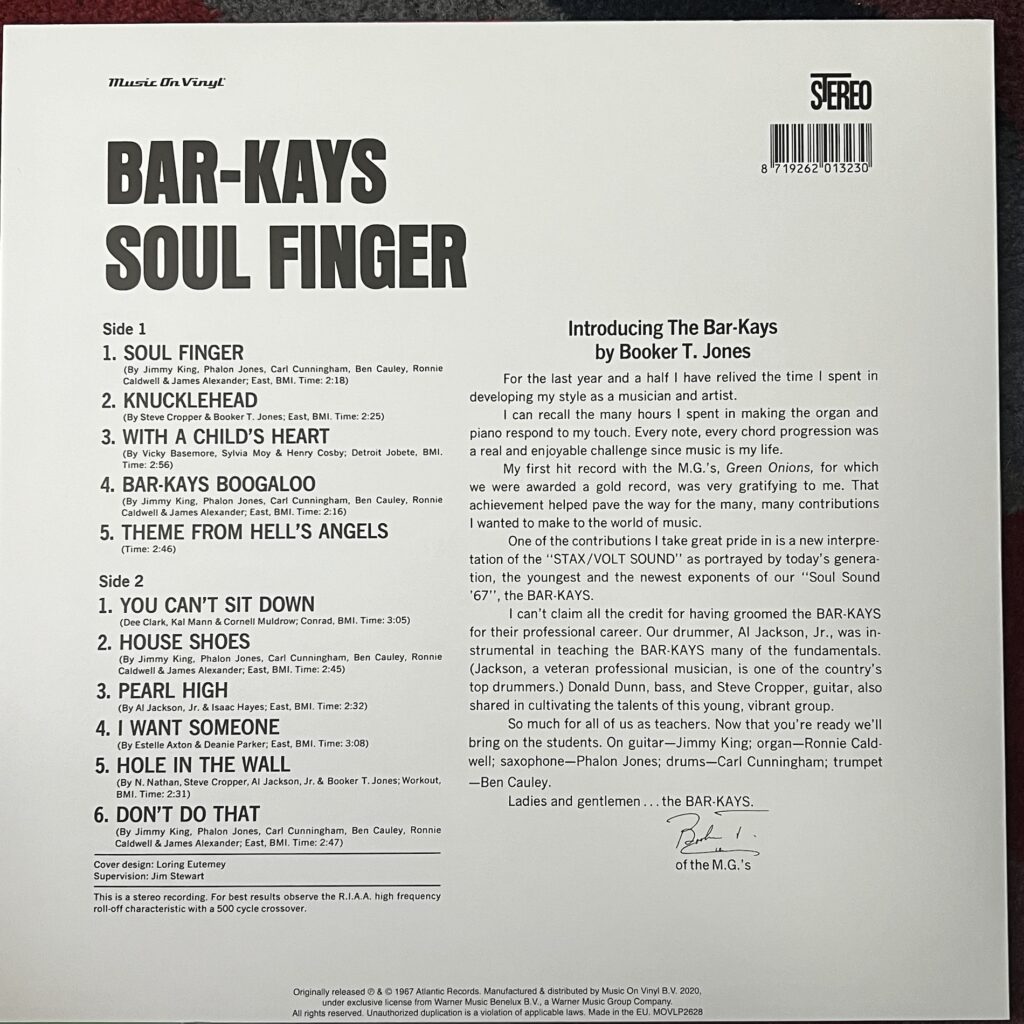 Bar-Kays Soul Finger back cover