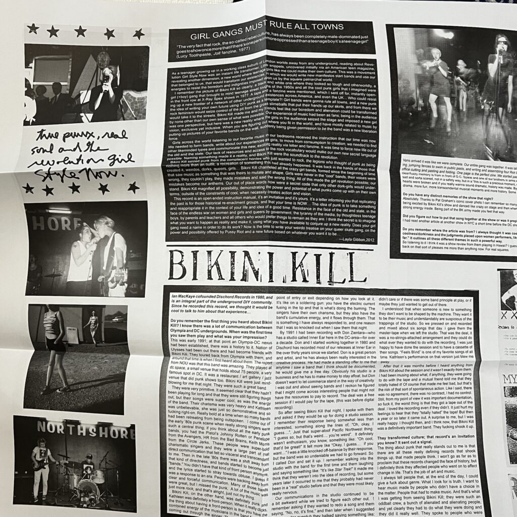 Bikini Kill bonus newspaper insert