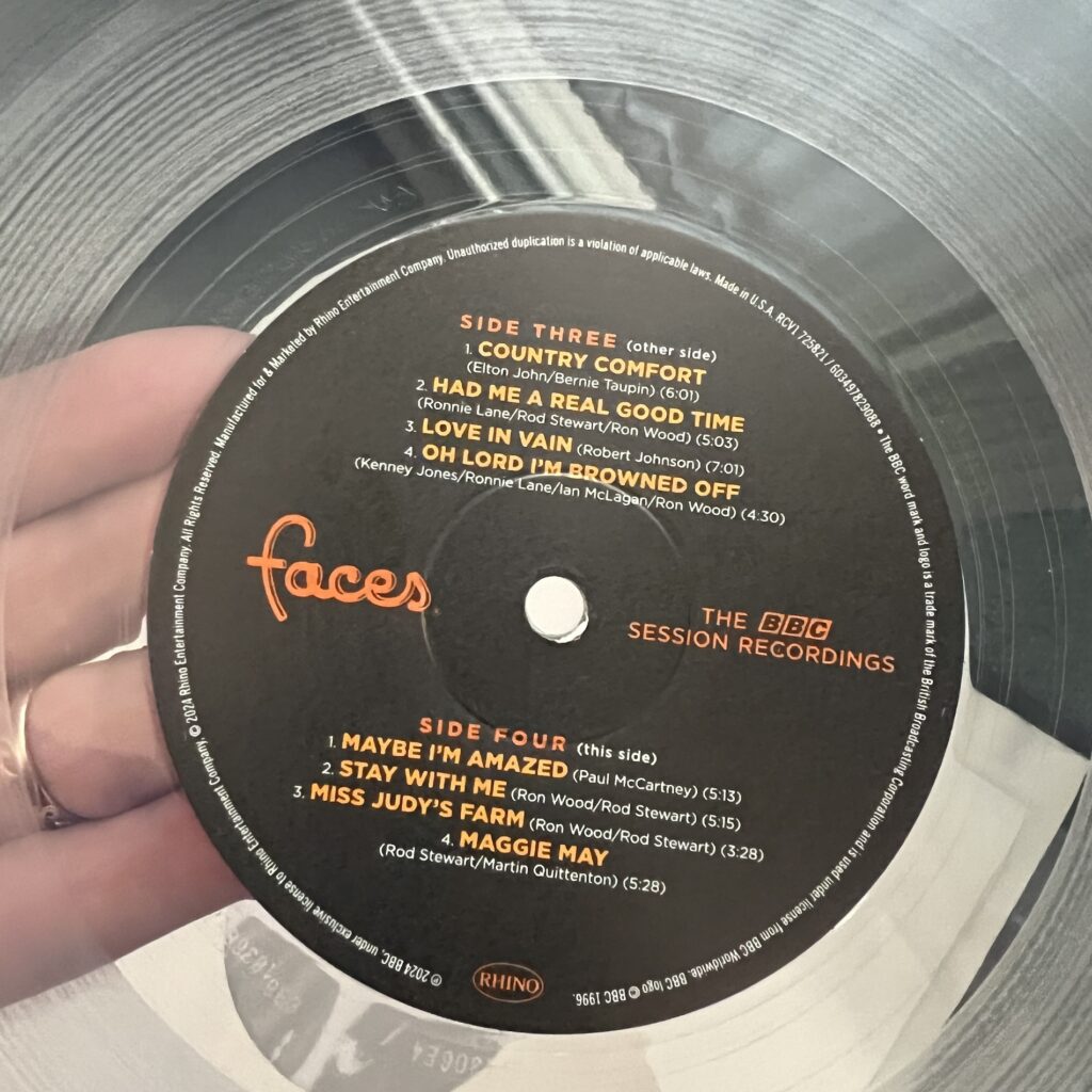 The BBC Sessions clear vinyl and label