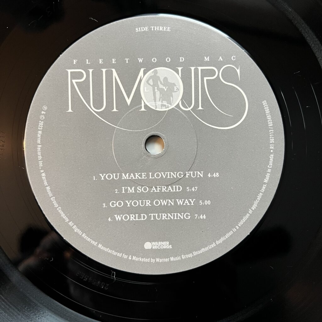 Rumours Live label