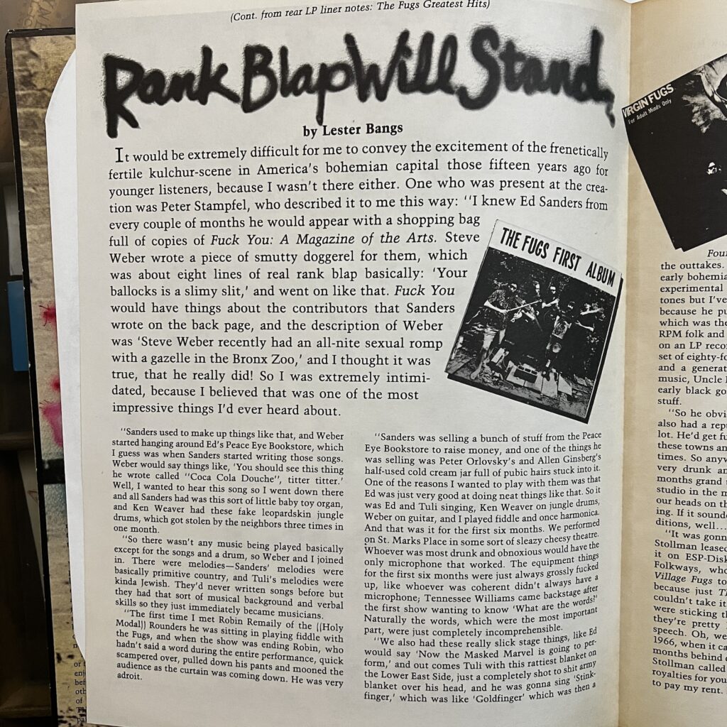 Fugs article by Lester Bangs