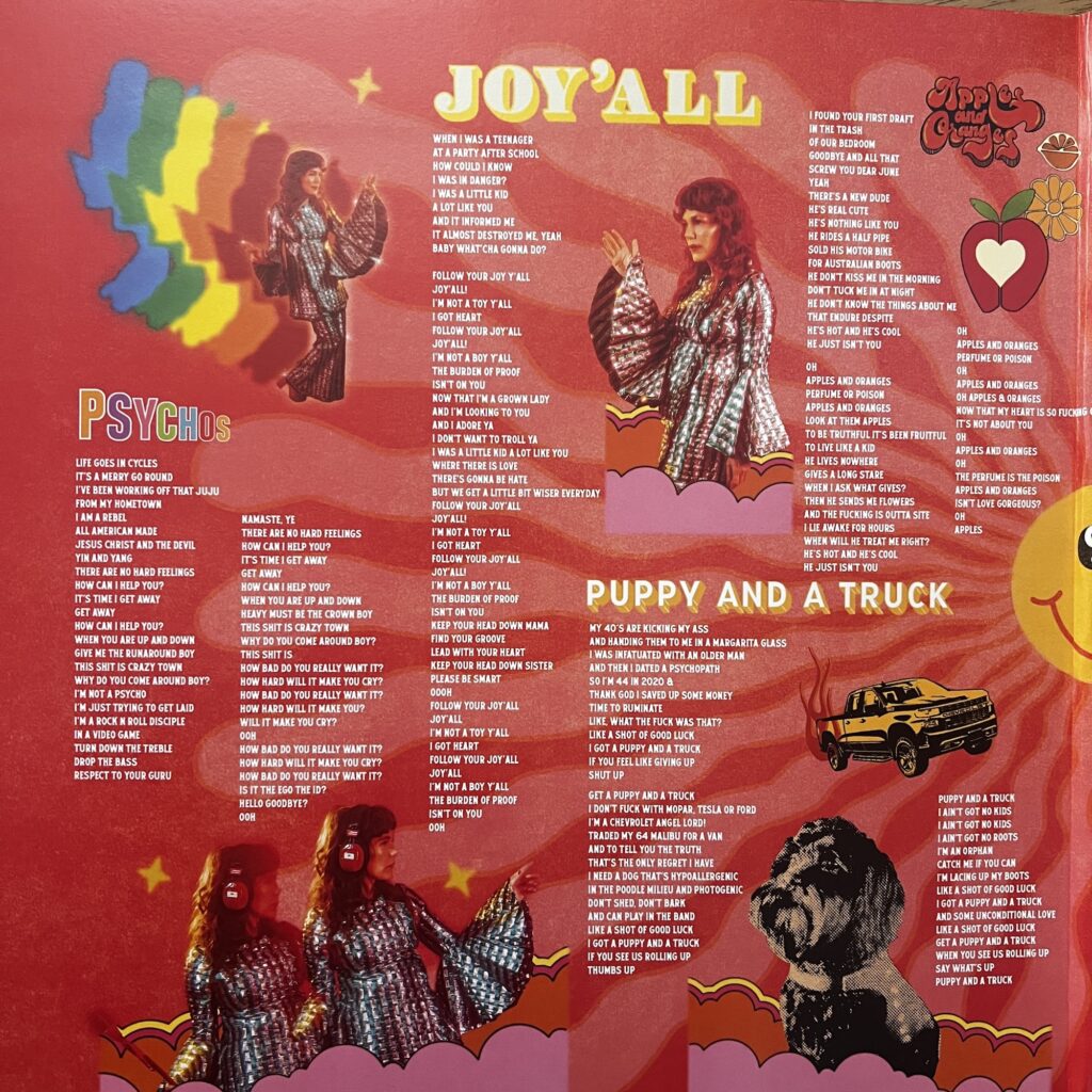 Joy'All gatefold with song lyrics